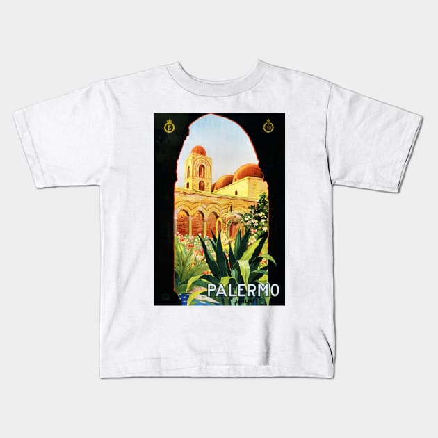 Vintage Travel Poster Italy Palermo Kids T-Shirt by vintagetreasure